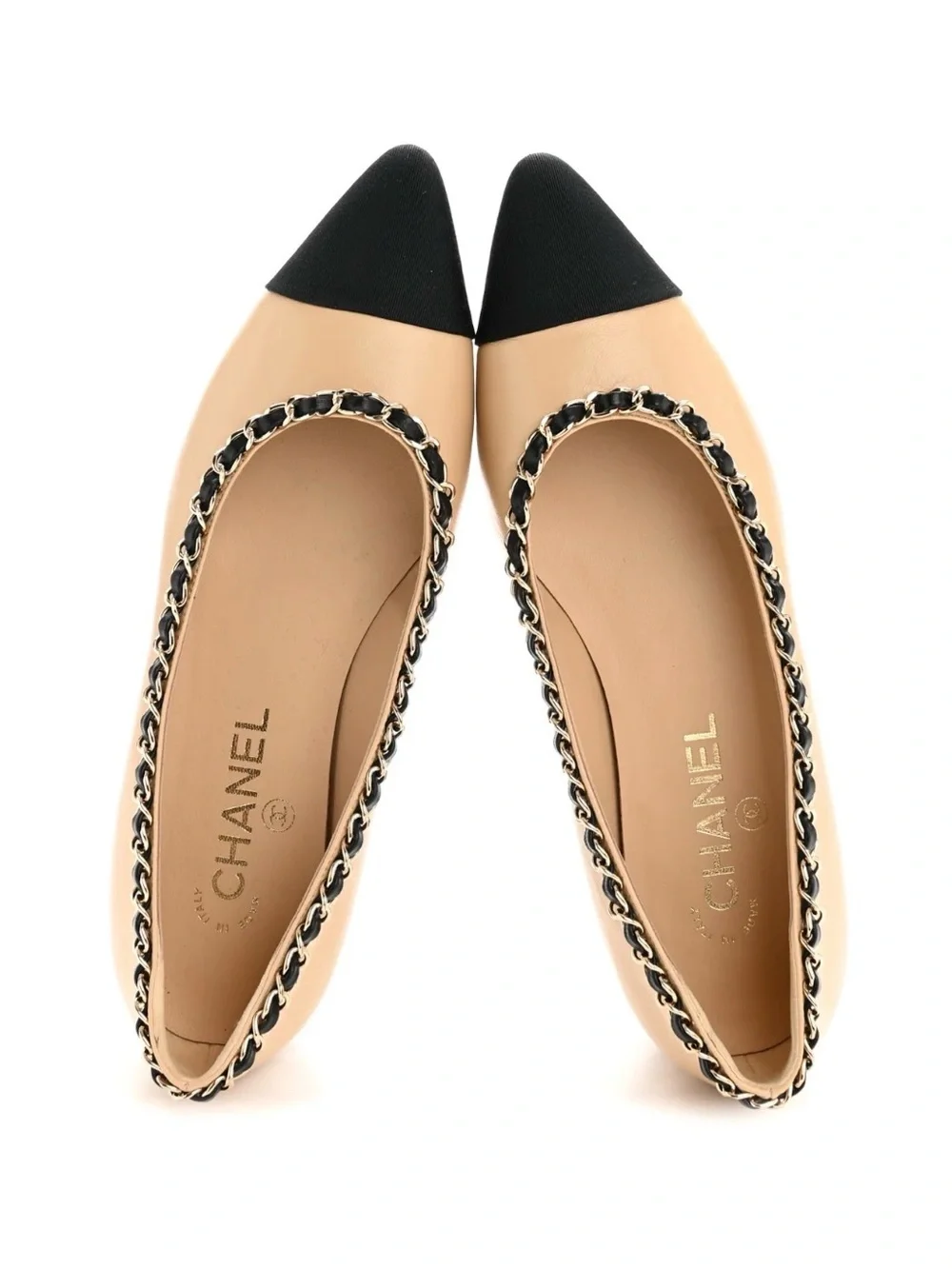 Chanel 2020 Chain Trim CC Logo Ballet Flats